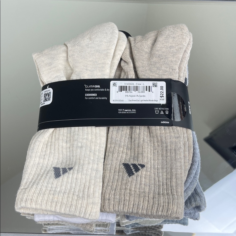 Adidas Climacool Cushioned Crew Socks 6-Pack Men's Large NWT - Picture 3 of 4